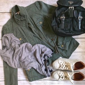 Olive green military jacket